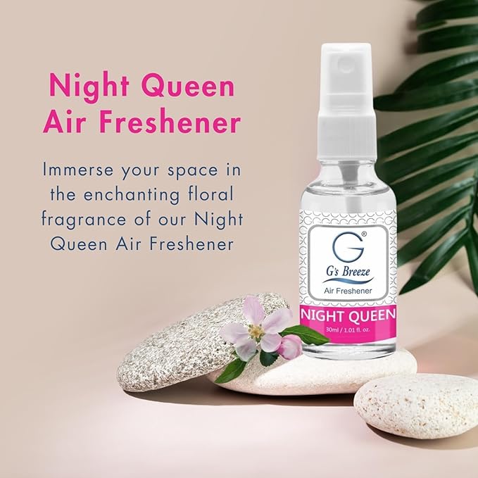 G's Breeze Night Queen Air Freshener – Nocturnal Bloom & Moonlit Garden Inspired Floral Essence for Home, Office & Car - Relaxing - Captivating Evening Ambiance with Long-Lasting Freshness