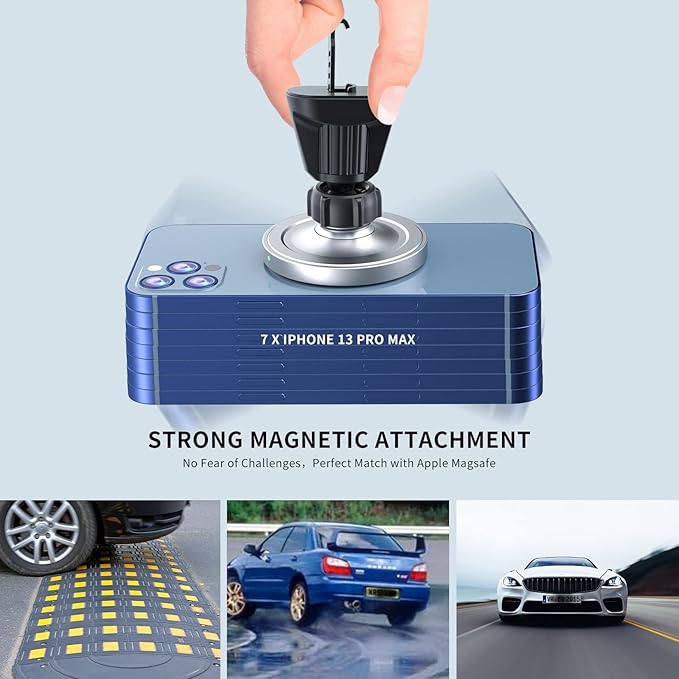 OHLPRO for MagSafe Car Mount Charger iPhone Wireless Car Charger, Stick on Dashboard Magnetic Phone Holder Mount for iPhone 17 Pro Max 16 15 14 Series, 15W Fast Charging, Aluminum Shell