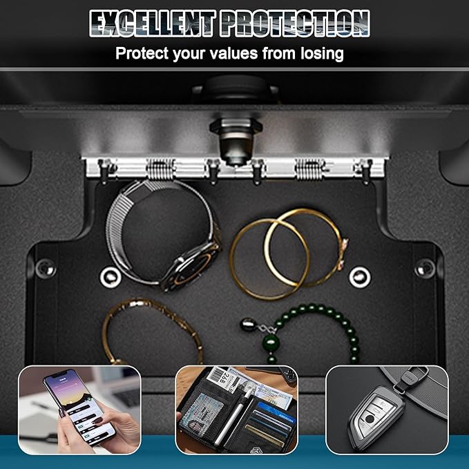 Center Console Vault for 2023 2024 2025 Chevy Silverado 1500/ GMC Sierra 1500 2500 3500 HD, Hidden Console Safe with Digital Lock, Durable Carbon Steel Console Safe Organizer Lock Box