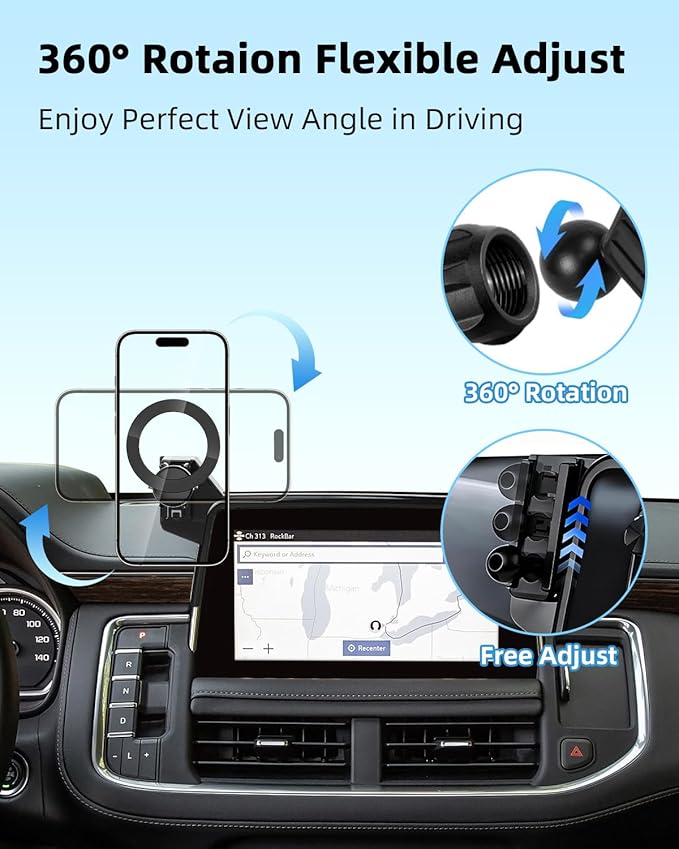 PZK Car Phone Mount for 2021-2024 Chevy Chevrolet Tahoe/Suburban/GMC Yukon/GMC Yuhon XL LT/Z71/RST/Premier/High Country for 10.2-inch Screen Phone Holder Compatible with MagSafe