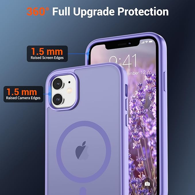 SUPFINE Magnetic for iPhone 11 Phone Case(Compatible with MagSafe)(Military Grade Drop Protection) Slim Translucent Matte Shockproof with Anti-Fingerprint Phone Case,Purple