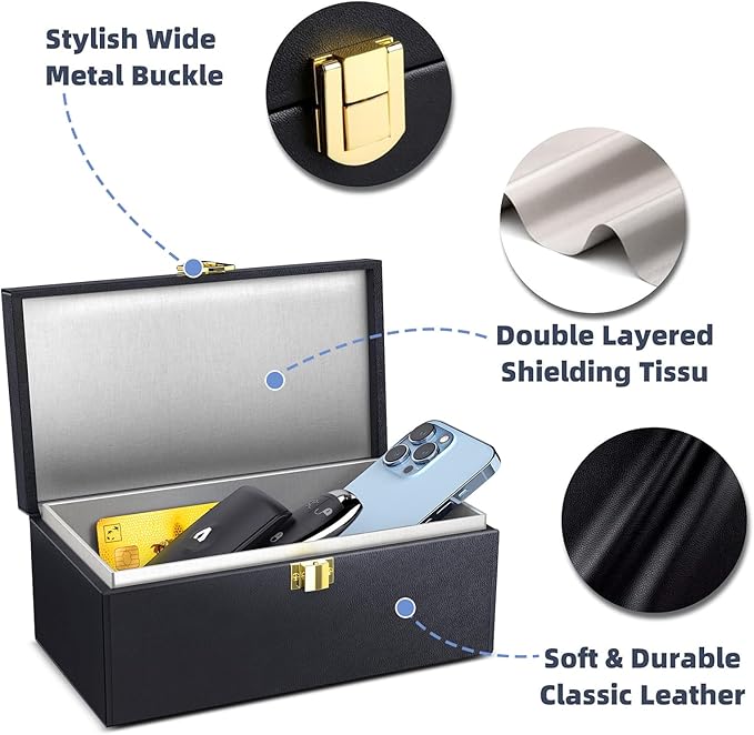 Samfolk Faraday Box with Faraday Bags for Car Keys, Car Key Signal Blocking Box, Keyless Entry Car Key Safe Protector Anti-Theft Shielding Cage