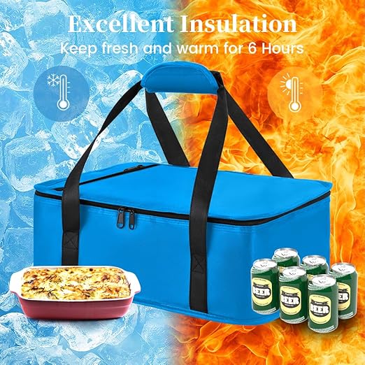 Bodaon Insulated Casserole Carrier Bag, Fits 9x13 and 11x15 Inch Baking Dish with Lid, Casserole Carriers for Hot or Cold Food for Transport (Black)