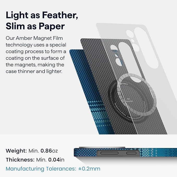 pitaka for S25 Ultra Case 6.9 Inch, Compatible with MagSafe, Slim & Light Samsung Galaxy S25 Ultra Case, 1500D Aramid Fiber Made [Tactile Woven - Moonrise]