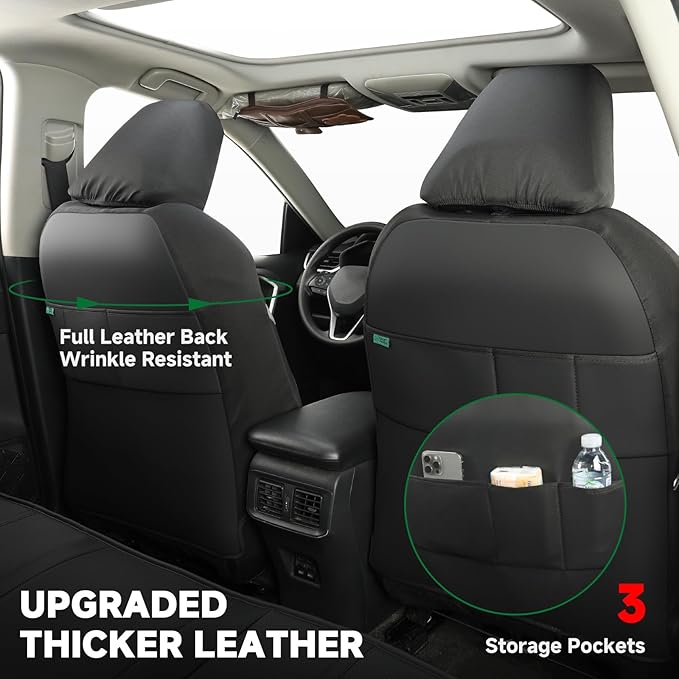 GIANT PANDA Rav4 Seat Covers Custom Fit for Toyota Rav4 2013 2014 2015 2016 2017 2018 2019(LE SE XLE XSE Limited Premium) No-Removal Seat Design,Installation-Friendly,Faux Leather