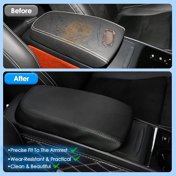 2019-2025 2026 XC40 Center Console Cover for Volvo XC40 (Core/Plus/Ultra/Ultimate/Momentum/R-Design/Inscription), Waterproof&Comfy Lether Armrest Cover 2023 2024 2025 XC40 Accessories (Black)