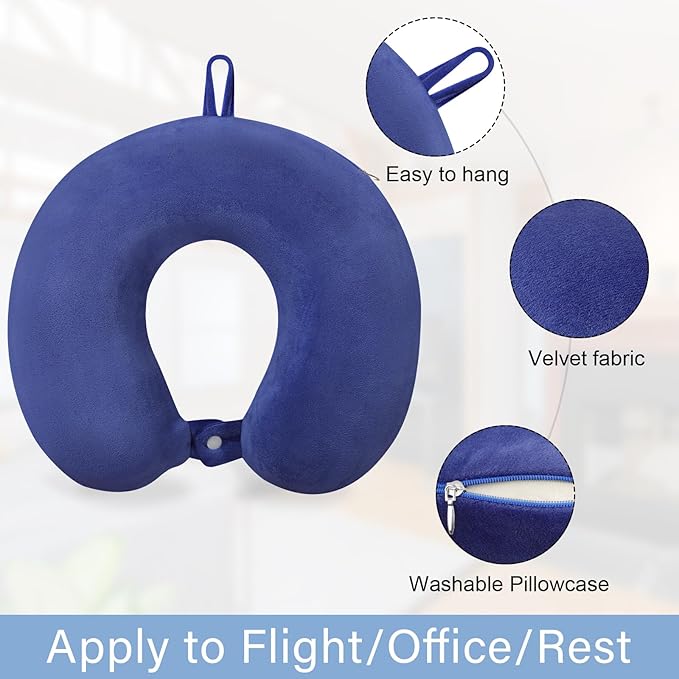 Travel Pillow Neck Pillow for Airplanes Memory Foam Neck Pillow for Traveling, Car, Home, Flight Portable Pillow for Sleeping Provide Head Neck Support Rest