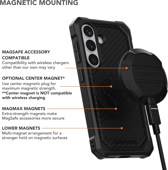Rokform Rugged Case for Galaxy S26, Magnetic Cover, Drop Tested Armor (Black)