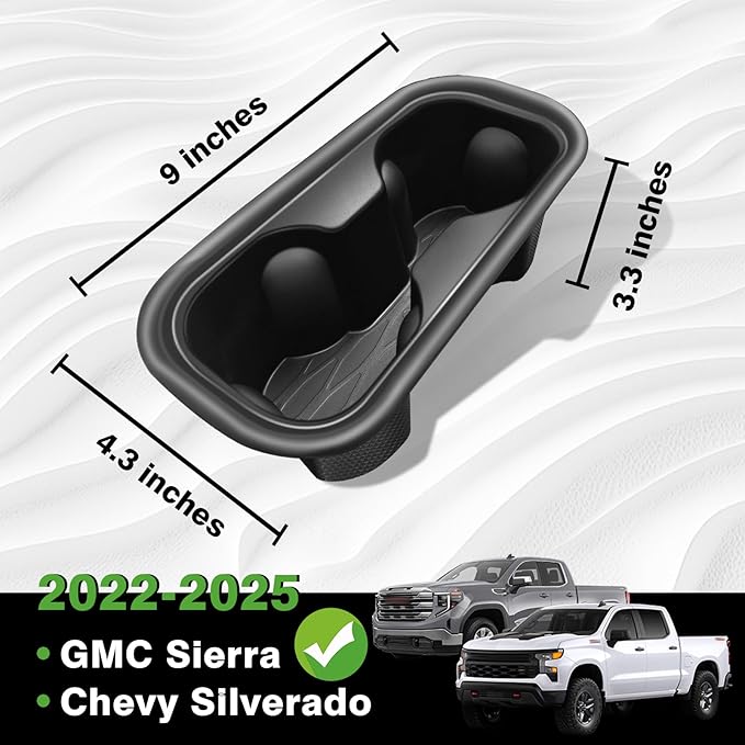 Muslogy Center Console Cup Holder Inserts Compatible with 2022-2025 2026 Chevy Silverado & GMC Sierra Accessories Middle Console Drink Holder TPE Organizer Non-Slip Drink Stopper(Bucket Seat Only)