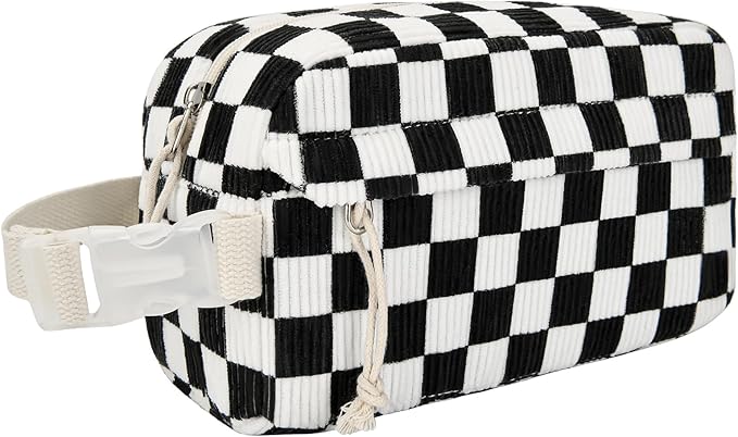 Small Insulated Snack Bag Lunch Bag for Kids Lunch Box for Women/Men, Collapsible [3L/5-Can] Reusable Lunch Bag Cooler Bag for Bottle with Handle Buckle for Work/School, Black Checkered