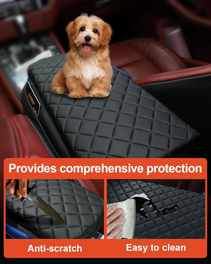 for Bronco Sport Center Console Armrest Cover 2026 2025 2024 2023 2022 2021 Bronco Sport Accessories Black with Pockets Upgrade Arm Rest Pad Console Cushion Lid