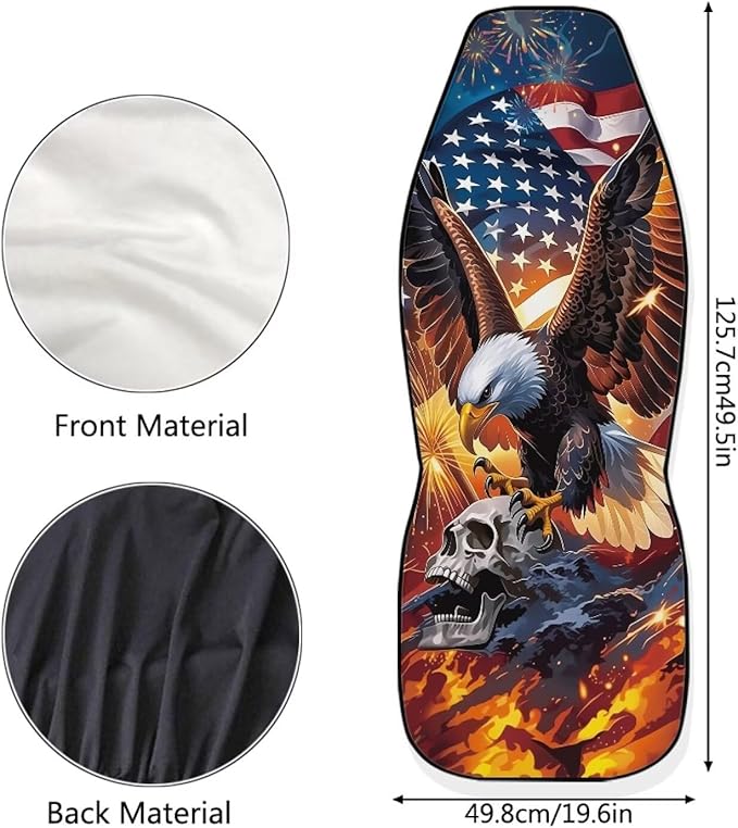 ELEQIN 250 Anniversary USA Car Front Seat Covers, Patriotic Collectors 2 Pack Polyester Automotive Seat ProtectorsSoft & Breathable, Vehicle Interior Accessories for Most Cars