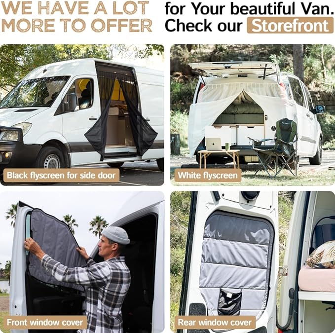 Living in a Bubble Magnetic Bug Screen for Front Doors (Pair), Compatible with RAM Promaster. Vanlife Accessories & Van Life Essentials