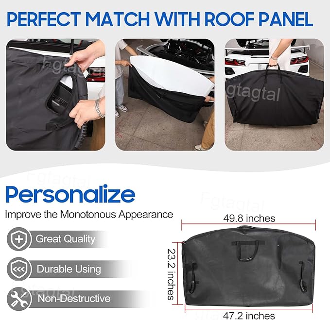 Roof Panel Storage Bag Compatible with Chevrolet Corvette C8 2020-2025, Removable Hardtop Roof Panel Storage Bag Organizer with Handle, Fit for Manual sunroof