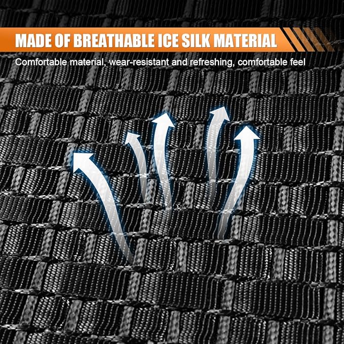 2PCS Ice Silk Car Seat Cushion, Breathable Cooling Anti-Slip Car Seat Protector Cushion with Storage Pocket, Universal Comfort Front Drivers Seat Cover Pad for Cars SUV Truck Interior (Black)