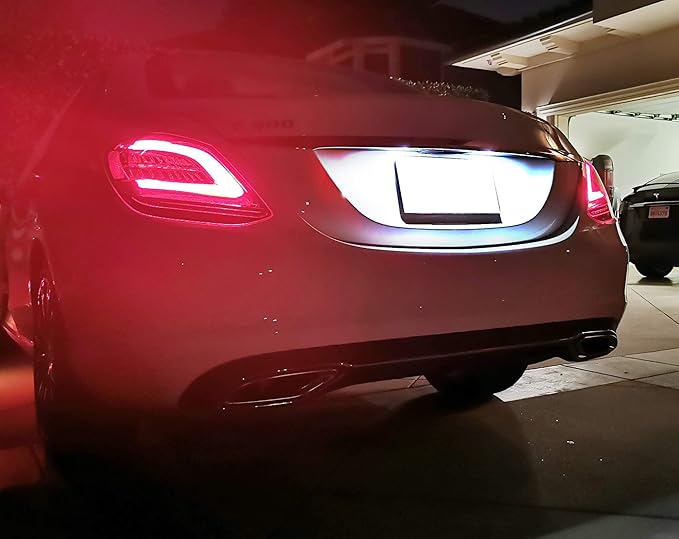 iJDMTOY OEM-Fit 3W Full LED License Plate Light Kit Compatible With Mercedes-Benz C CLS CLA E S SL SLK Class, Powered by 18-SMD Xenon White LED & Can-bus Error Free