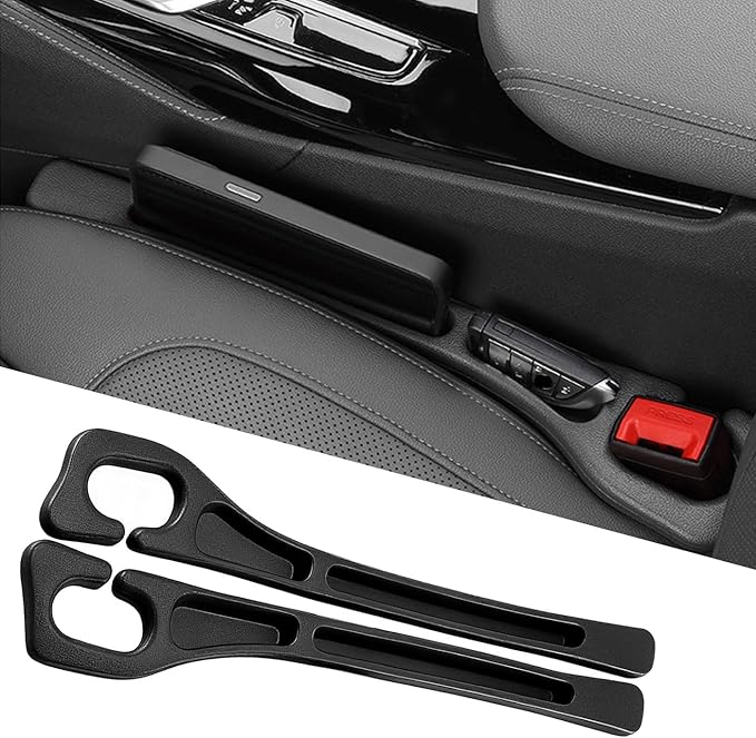 Car Seat Gap Filler 2-Pack, Universal Car Seat Gap Filler Organizer, Seat Gap Plug – Fills Gap Between Seat & Console, Drop-Proof Guard for Phones, Keys & Cards, Fits Cars, SUVs, Trucks, Black