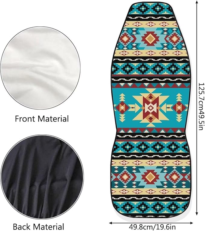 ELEQIN Car Seat Covers, Seat Cover Front Car Seat Cushion, Blue Aztec Geometric Front Auto Protector Universal Fit Most Cars, Automotive Interior Accessory
