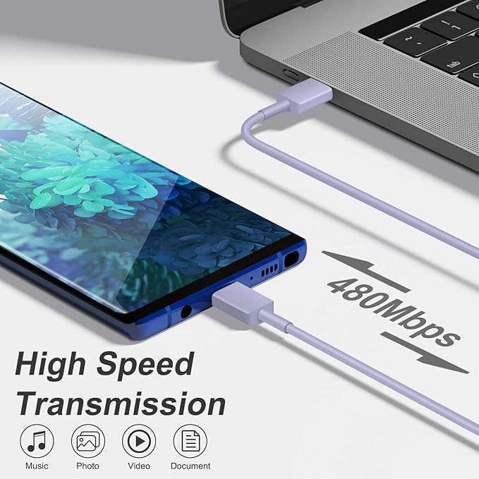 USB C Charger Type C Charger Fast Charging 10FT 45W Samsung Chargers 2-Pack with iPhone Air/17/17 Plus/17 Pro/17 Pro Max/16/16 Plus/16 Pro/16 Pro Max/15/15 Pro Max/iPad Pros/Galaxy S25 S24(Purple)