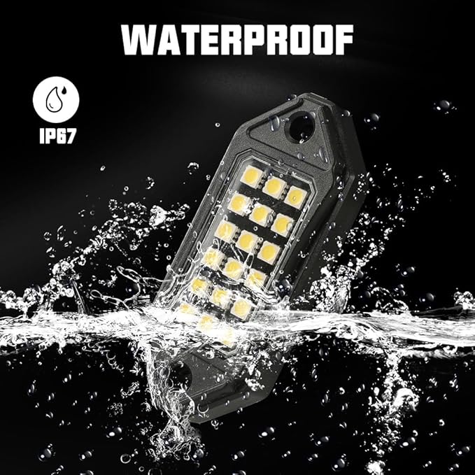 SUNPIE White Rock Lights, 20 Pods LED Rock Lights Underglow kit IP67 Waterproof Underglow Light kit for Trucks Car Jeep ATV UTV SUV Pickup Off Road RZR Under Body Glow Light Trail Lighting