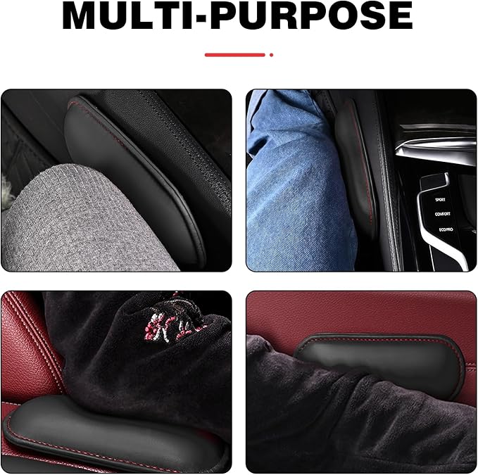2 PCS Elbow Pads Arm Rest for Car, Soft Leather Memory Foam Car Knee Cushion, Universal Automotive Center Console Cushion Pad for Knee Leg Elbow (Black)