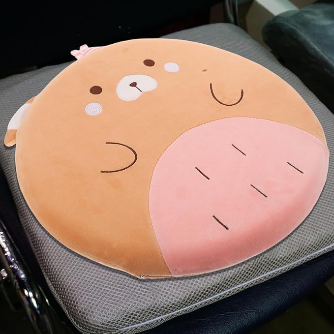 Luxshiny Memory Foam Car Seat Cushion and Office Chair Cushion, Small Bear Design, Vehicle and Desk Seat Pad for Drivers and Home Use, Lumbar Support for Comfort and Posture
