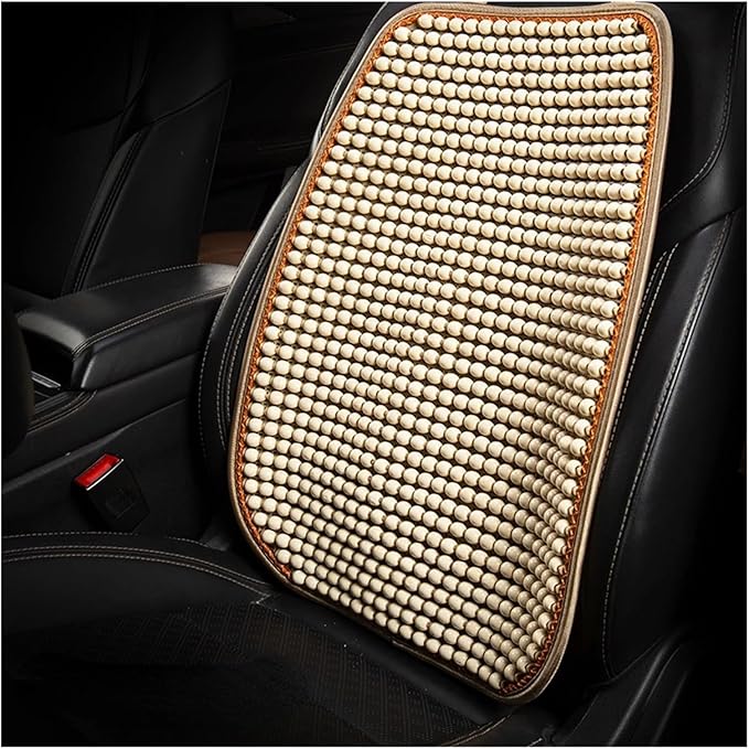 Car Seat Chair Back Cushion for Tesla Model 3 EV Sedan 2025, Wooden Beads Ventilate Mesh Lumbar Brace Strong Durable Relieve Fatigue Summer Interior Accessories,B-Backrest