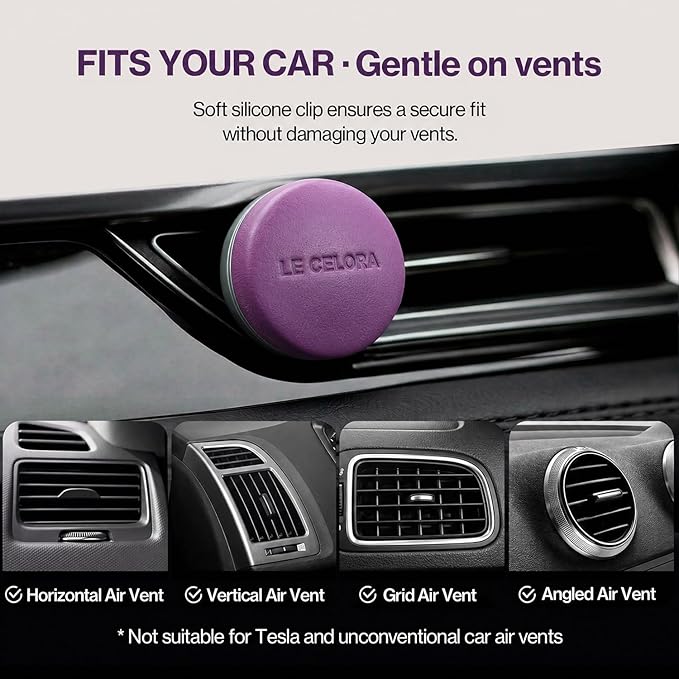 LECELORA Car Air Freshener Diffuser - Premium Leather Vent Clip Car Gift for Men & Women, 180+ Day Long Lasting Scent, Auto Air Freshener-Velours Nocturne