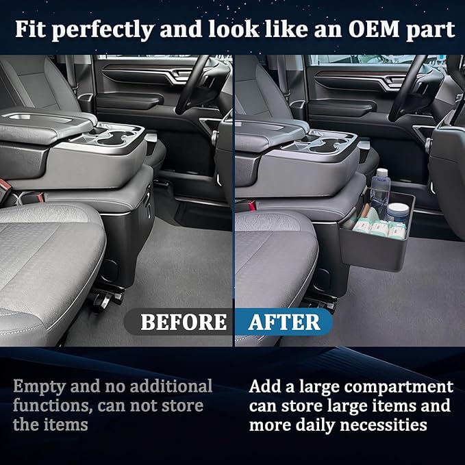 TOPINSTALL Large-Capacity Jump Seat Hanging Tray Compatible with 2019-2026 Chevy Silverado/GMC Sierra 1500, 2020-2026 Silverado/Sierra 2500HD 3500HD, Console Organizer (Split-Bench Folding Seat Only)