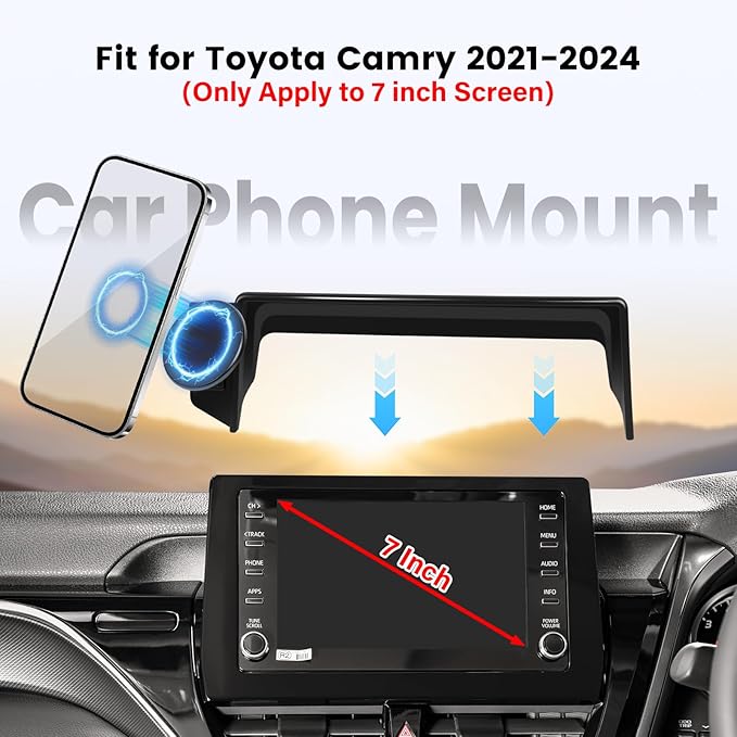Car Phone Holder Fit for Toyota Camry 2021 2022 2023 2024 - for MagSafe Magnetic Cell Phone Mount for Camry Accessories 7 inch Touchscreen - Strong Magnets for iPhone (NOT FIT 9 inch)