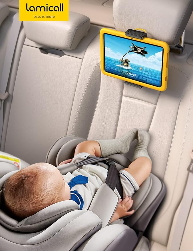Lamicall Car Tablet Headrest Holder - Car Back Seat Headrest Tablet Mount Stand for Kids, Road Trip Essentials Accessories Gifts, for 2025 iPad Pro 11/13" Air Mini, iPhone, Galaxy Tab, 4.7-13" Devices