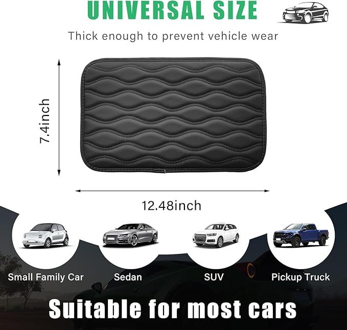 Car Center Console Pad, Waterproof Auto Armrest Seat Box Cover, PU Leather Arm Rest Protector Cushion Pad, Universal Vehicle Interior Protection Accessories for Car SUV (Black)