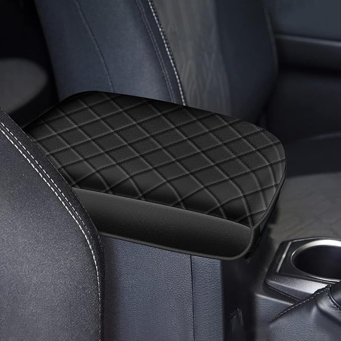 AOMSAZTO Center Console Cover Customized Armrest Cover Compatible with 2016-2023 2024 Toyota Tacoma, Soft Cozy Leather Arm Rest Covering for Car, Well-Make Durable Console Cushion Pad, Easy to Install
