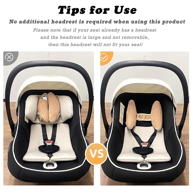 Adjustable Travel Pillow for Infant, Portable Baby Head Neck Support Pillow for Car Seat and Stroller, Banana Travel Headrest Pillow for Infant, Comfortble Toddler Neck Pillows for Pushchair, Brown