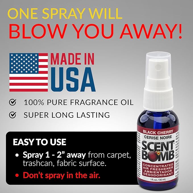 Scent Bomb Air Freshener Spray, Long-Lasting Odor Eliminator - Effective Deodorizer for Home & Car, Fresh Room Spray for Kitchen, Bathroom & Smell Neutralizer - 1 oz Pack of 4, Gardenia Scent