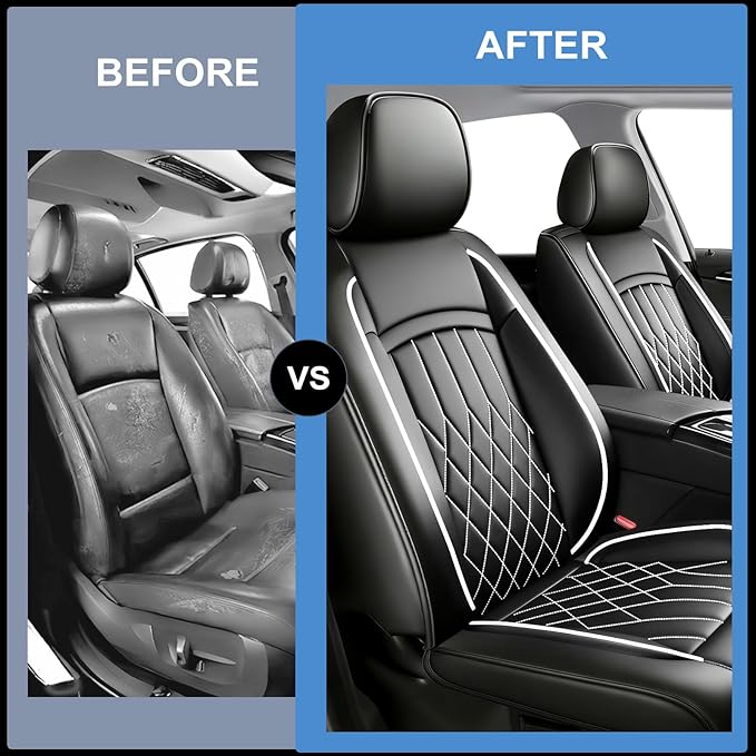 Fit RDX Car Seat Covers for Acura RDX 2010-2025 2026 - Premium Leather, Waterproof, All-Weather, Airbag Compatible, Anti-Slip, Breathable, Easy Install, Seat Protectors, Full Set, Whiteline
