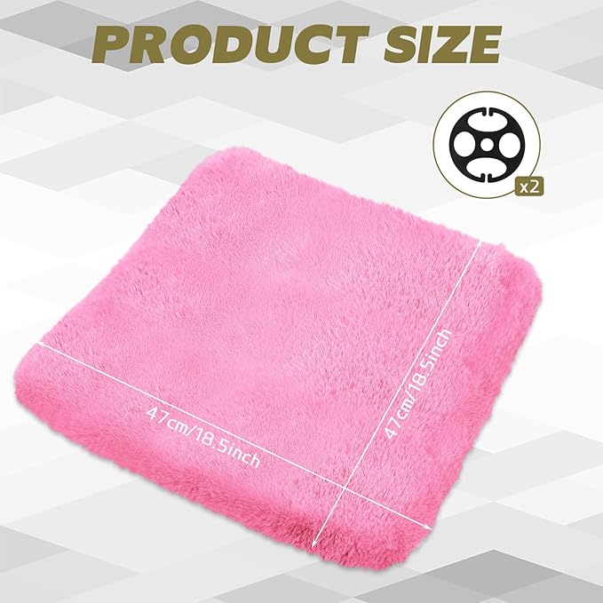 wuyaoyao Sheepskin Car Seat Cushion, Soft Comfort Fur Wool Car Seat Covers, Winter Warm Auto Front Seat Cushion Pad, Fuzzy Seat Bottom Protector Universal for Vehicle Office Chair (Pink)