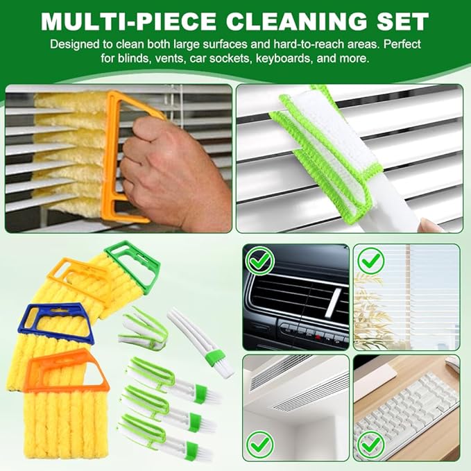 5Pcs Blind Cleaner Duster Tool Window Blind Cleaner,7 Fingers Dusting Cleaners and Air Vent Cleaners for Blinds,Air Conditioner Vents,Fans Vents,Detachable and Washable(Yellow+Green+Blue)