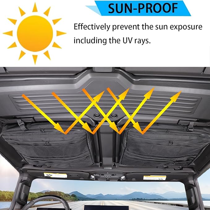 Roof Organizer Bag Storage for Hummer EV Accessories Sunroof Rooftop Panel Waterproof Foldable Heavy Duty Hardtop Cargo Carrier Bag Overhead for Hummer EV SUV Pickup 2022-2025 2026 (Rear Roof-Left)