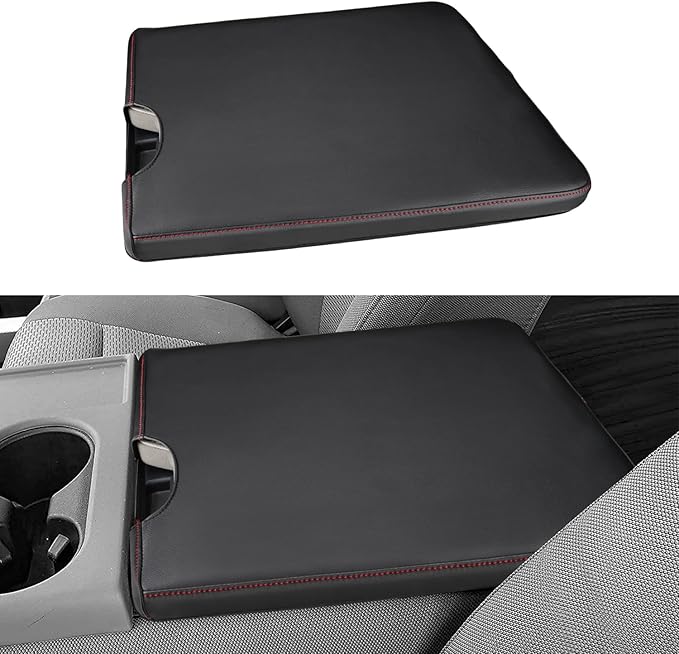 INTGET Center Console Armrest Cover for 2026 Ford F150 Accessories 2015-2023 2024 2025/for F250 F350 F450 F550 2017-2026 40/20/40 Jump Seat Car Arm Rest Lid Seat(red stitches, 2015-2026 Jump Seat)