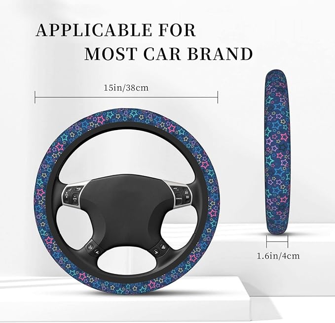 Colorful Star Blue Auto Car Steering Wheel Cover Universal 15 Inch Neoprene Interior Decor Protection Accessories