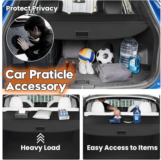 Powerty Retractable Cargo Cover for 2015-2018 Hyundai Santa Fe Sport, Canvas Texture Trunk Cover Privacy Screen Rear Security Shade for Santa Fe Sport Accessories(Not for Santa Fe)