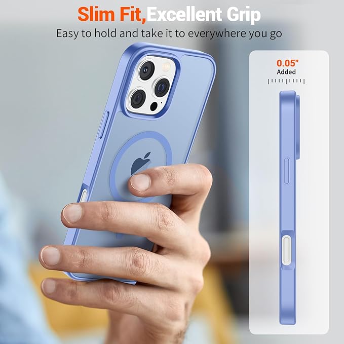 SUPFINE Magnetic for iPhone 16 Pro Max Case (Compatible with MagSafe) (Military Grade Drop Protection) Slim Translucent Matte Shockproof Phone Cover,Blue Purple