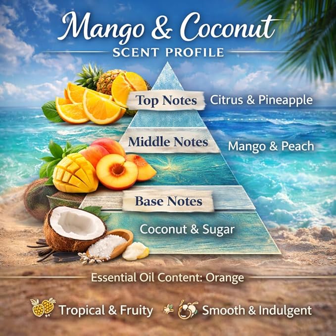 2 Long-Lasting Fragrance Air Freshener - Car or Small Room Hanging Freshener - Phthalate Free Fragrance (Mango & Coconut)