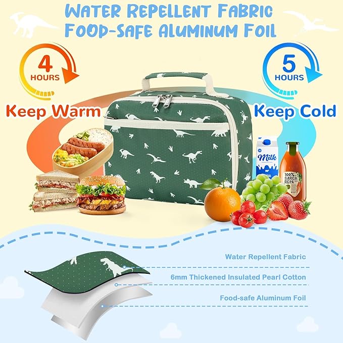 CAMTOP Lunch Box Kids Boys Insulated Lunch Cooler Bag Reusable Lunch Tote Kit for School Travel