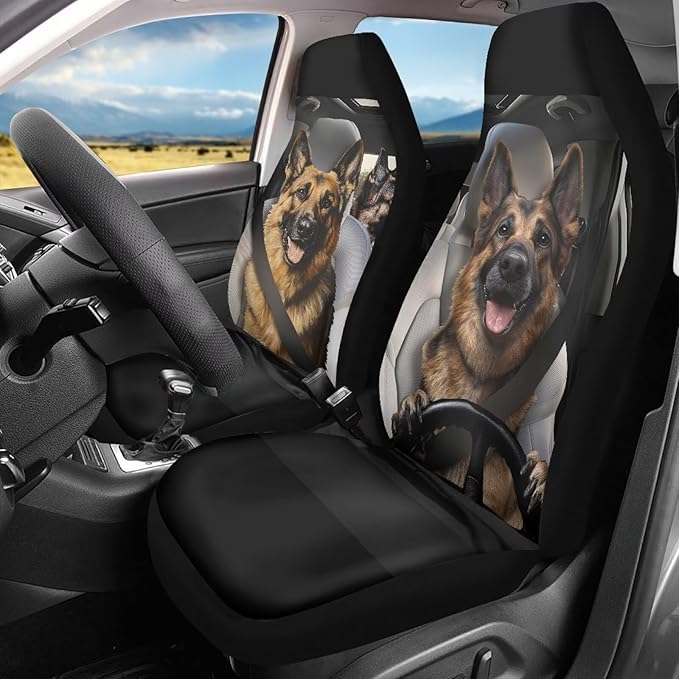 German Shepherd Family Car Seat Cover Front Seats Only,Soft Saddle Blanket Cushion Cover Premium Polyester Seat Covers for Cars Trucks and SUVs