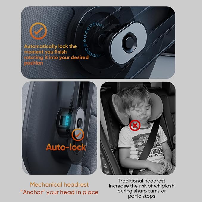 Car Headrest Pillow, Adjustable Car Headrest,Thickened Memory Foam Road Pal Headrest, Neck Support Pillow, U- Shaped Design, Travel Car Sleeping,Suitable for Kids and Adults