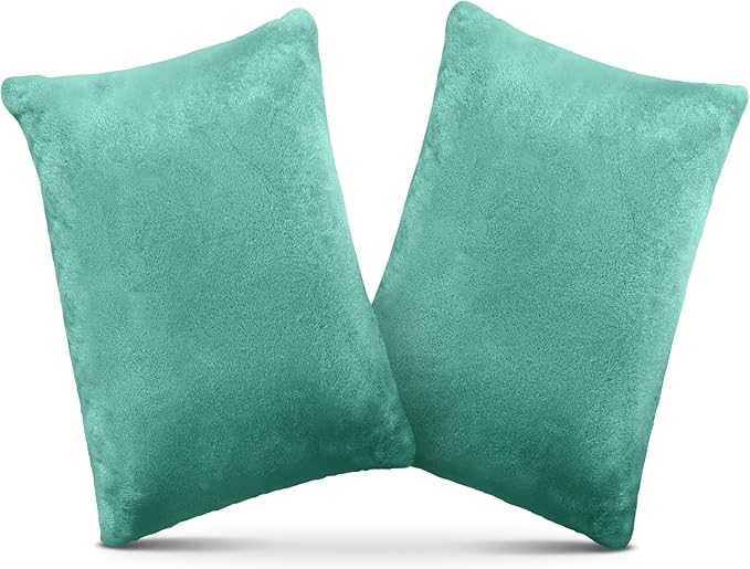 2 Pack Small Pillow, Memory Foam Mini Pillow 11 X 7 Inches for Travel, Sleeping, Nap and Neck, Knee, Lumbar Support, Tiny Cushion for Pet, Dogs (Teal Green)