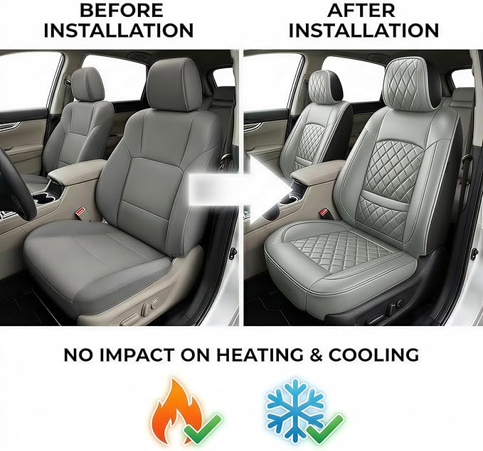Fit Integra Car Seat Covers for Acura Integra 2023-2026 - Premium Leather, Waterproof, All-Weather, Airbag Compatible, Breathable, Seat Protectors, Only 2 Front seat Covers, Gray