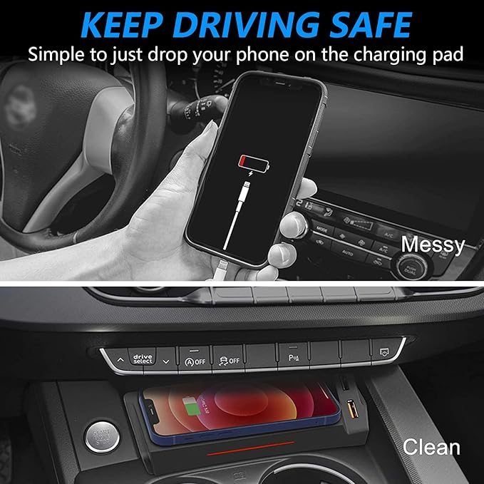 Wireless Car Charger for Audi A4 S4 RS4 A5 S5 RS5 2017-2022, 15W Qi Fast Charging Phone Charger Center Console for Audi B9 A4 A5 Sedan/Allroad/Quattro/Coupe/Sportback/Cabriolet Accessory